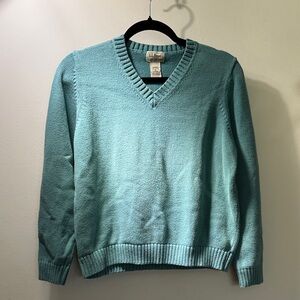 L.L. Bean Women's Teal V-Neck Sweater